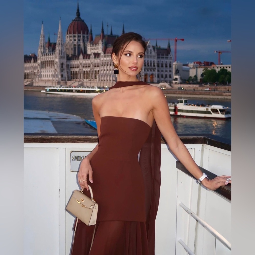 Strapless Maxi Dress in Deep Brown